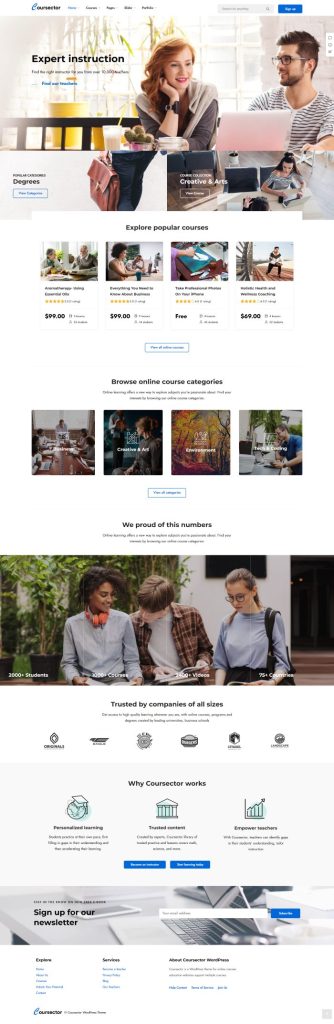 Mẫu website giáo dục – coursector home 2