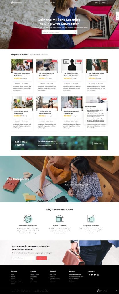 Mẫu website giáo dục – coursector home 3