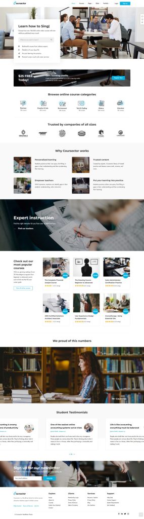 Mẫu website giáo dục – coursector home 5