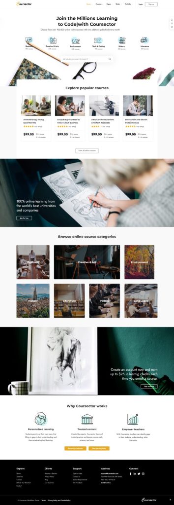 Mẫu website giáo dục – coursector home 6