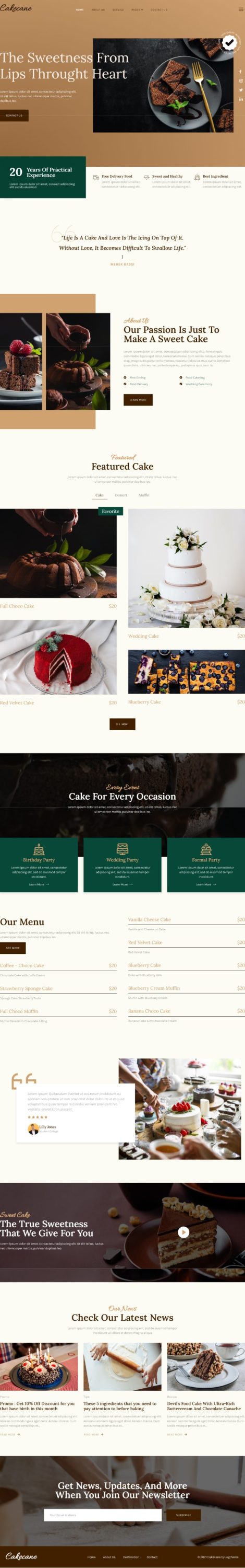 Mẫu website giới thiệu tiệm bánh - Cakecane