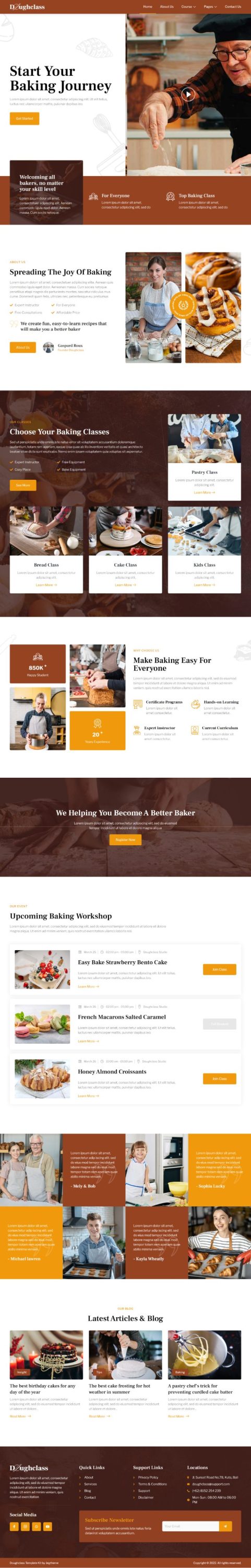 Mẫu website giới thiệu tiệm bánh - Doughclass