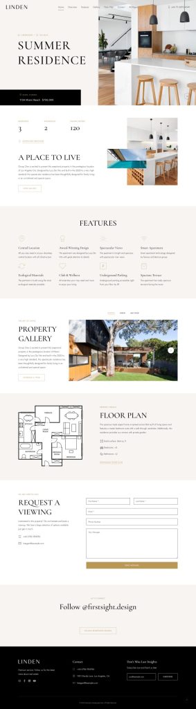 Mẫu website landing page bất động sản – linden home 2
