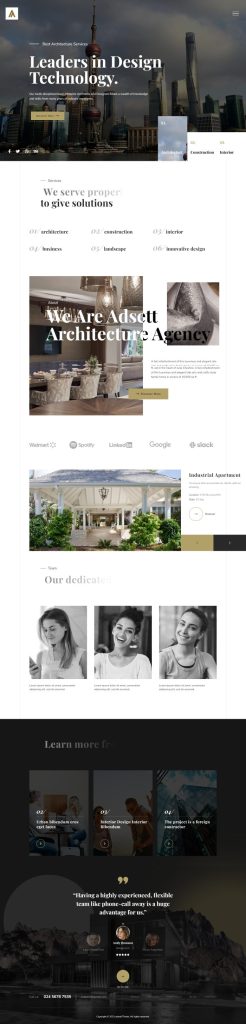 Mẫu website thiết kế nội thất – adsett home 2