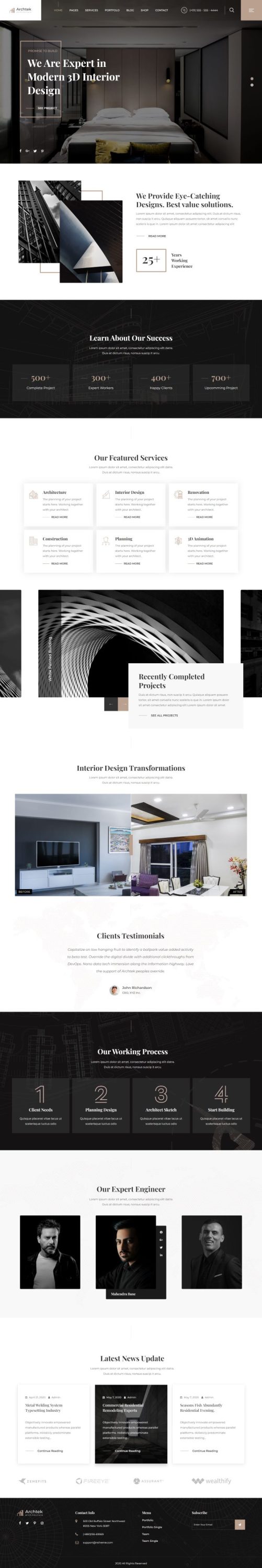 Mẫu website thiết kế nội thất - archtek home 1