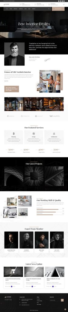 Mẫu website thiết kế nội thất – archtek home 3