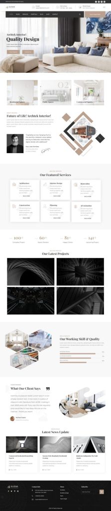 Mẫu website thiết kế nội thất – archtek home 4