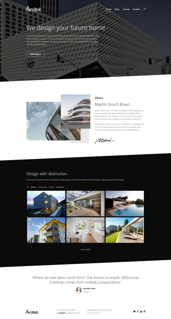 Mẫu website thiết kế nội thất – arsitek home 1