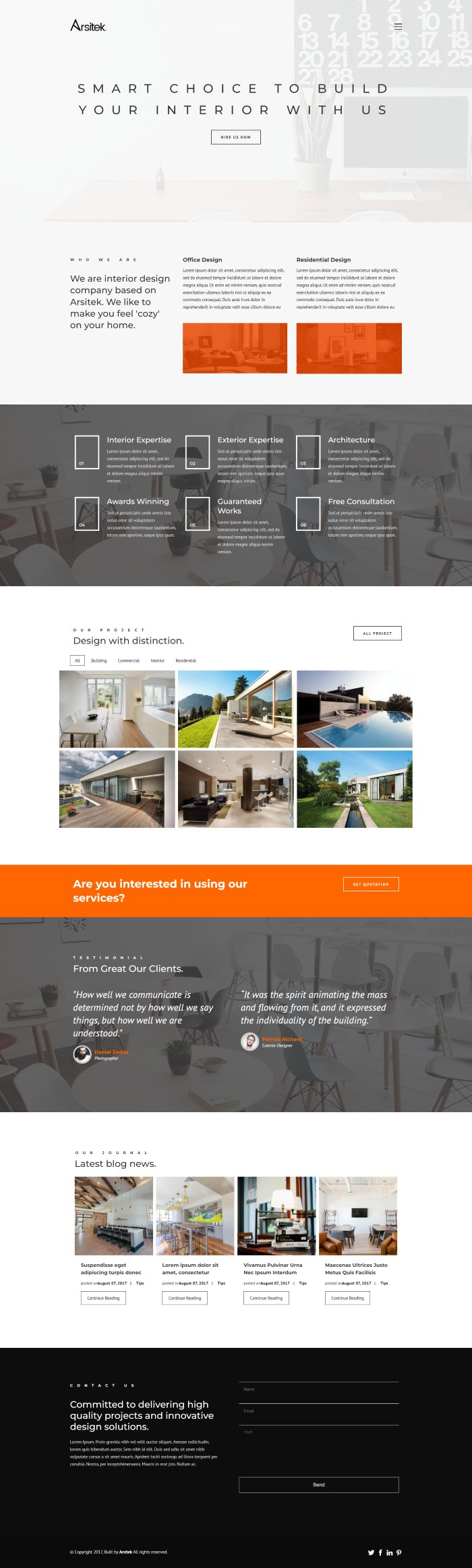 Mẫu website thiết kế nội thất - arsitek home 2