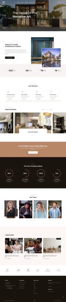 Mẫu website thiết kế nội thất – hellix home 1
