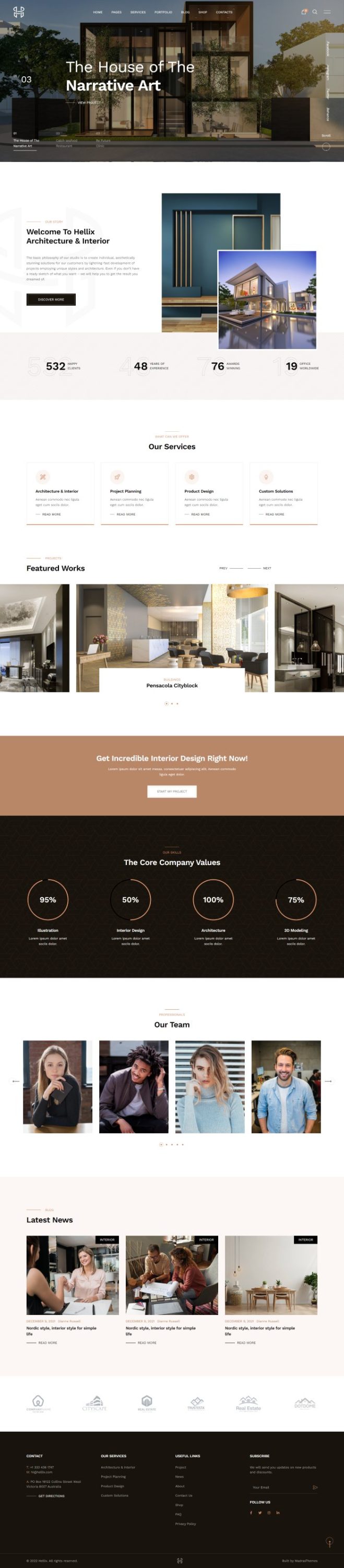 Mẫu website thiết kế nội thất - hellix home 1