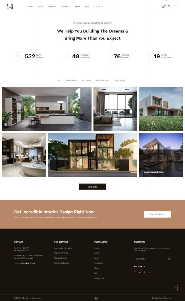 Mẫu website thiết kế nội thất – hellix home 8