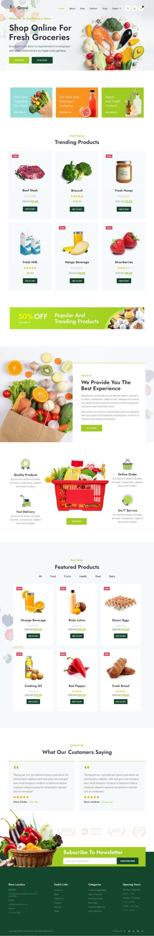 Template website bán hàng sản phẩm nông nghiệp - Groxi
