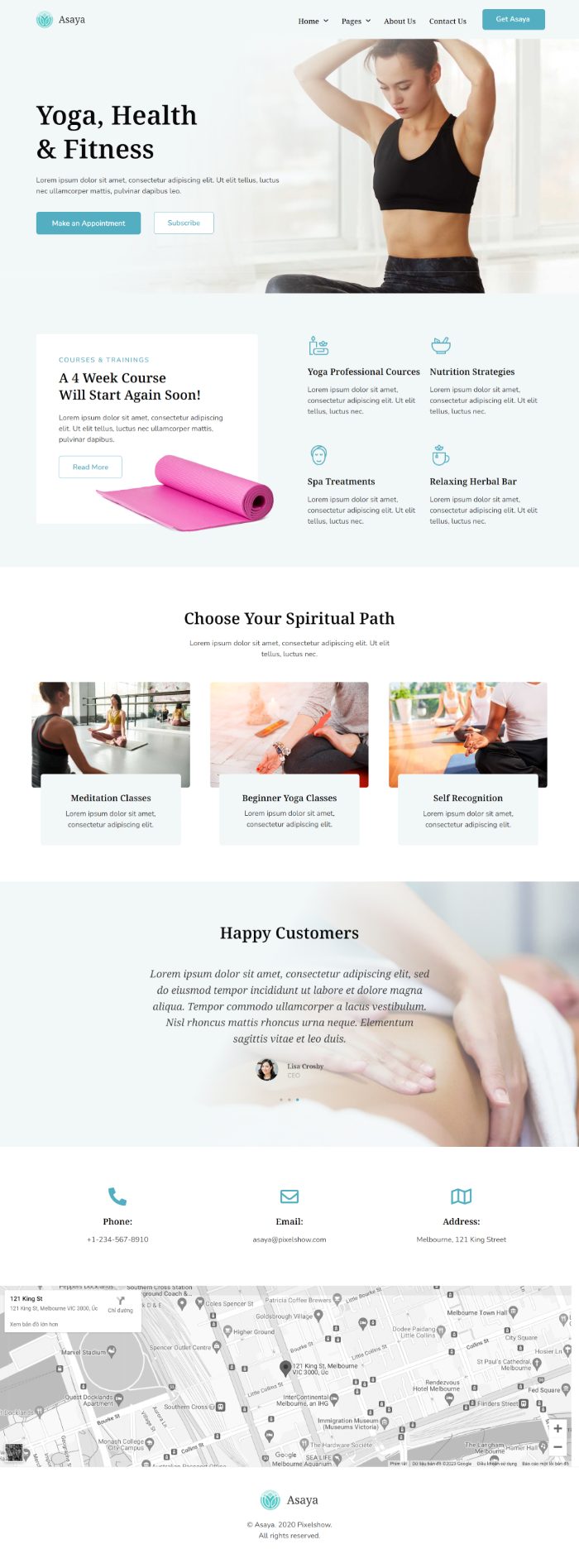 Template website dịch vụ trung tâm yoga - Asaya
