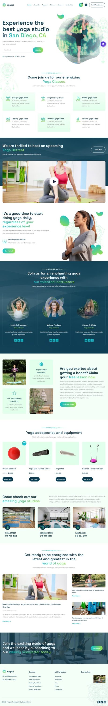 Template website dịch vụ trung tâm yoga - Yogazi