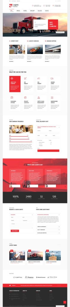 Mẫu website Template website dịch vụ vận tải – Logistic Business