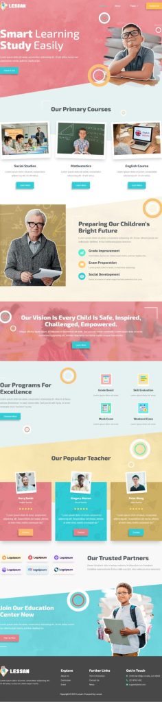 Template website giới thiệu gia sư – Lessan