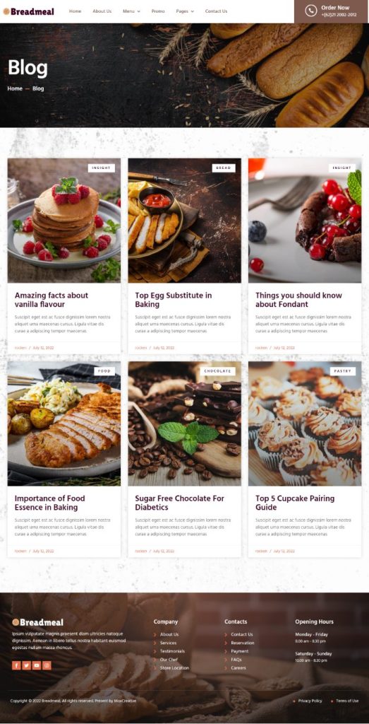 Mẫu website Template website giới thiệu tiệm bánh – BreadMeal