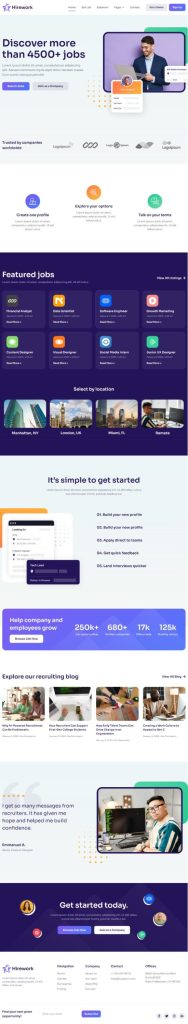 Template website thông tin tuyển dụng – Hirework