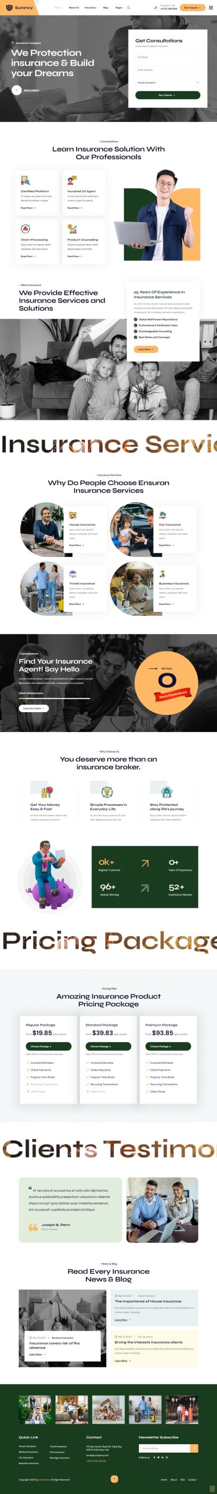 Mẫu website bảo hiểm - surency home 3