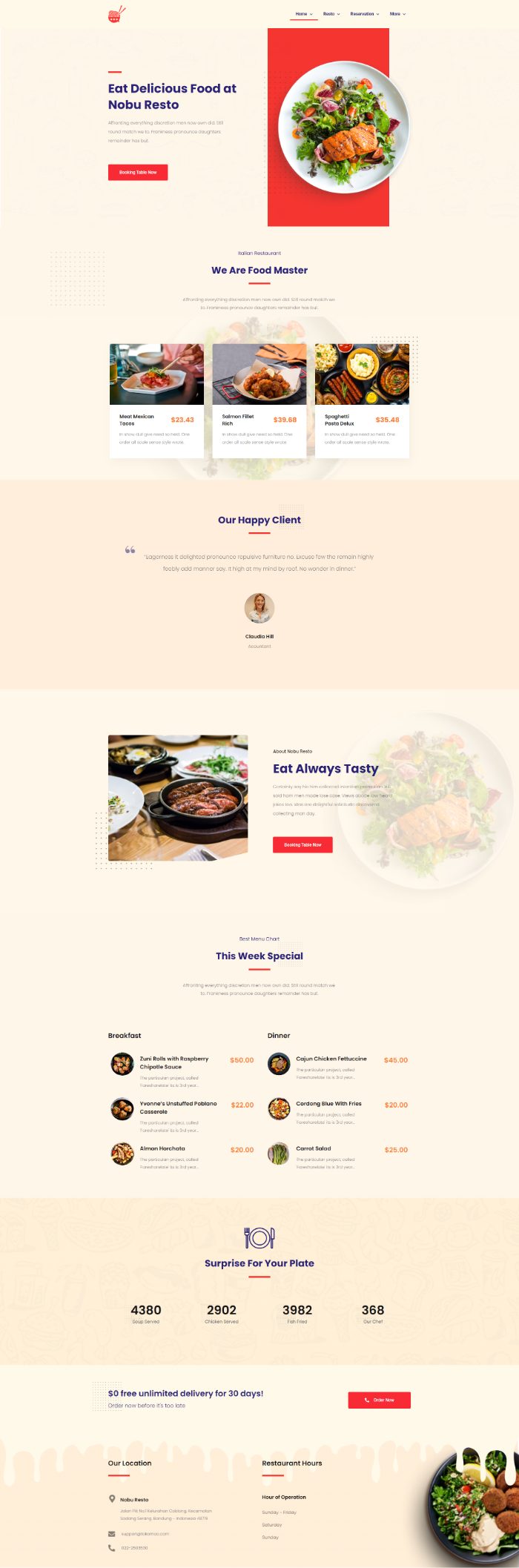 Mẫu website dịch vụ nhà hàng - Restokit