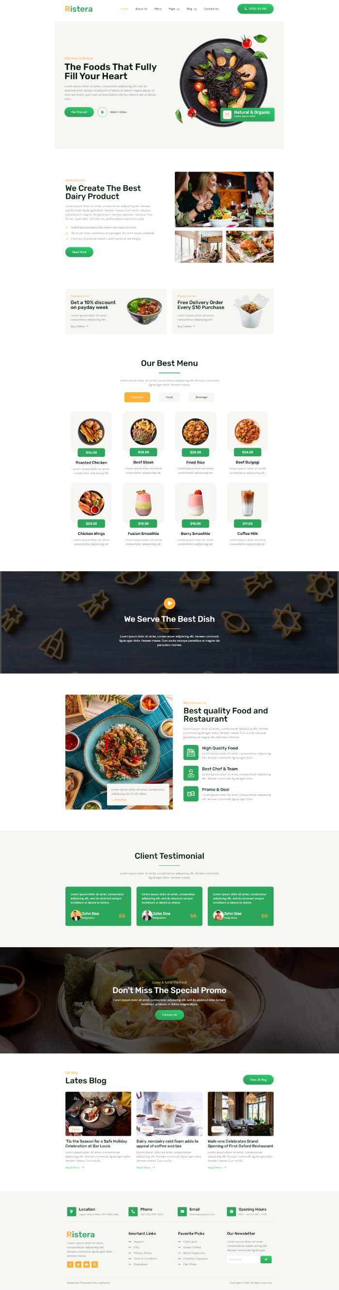 Mẫu website dịch vụ nhà hàng - Ristera