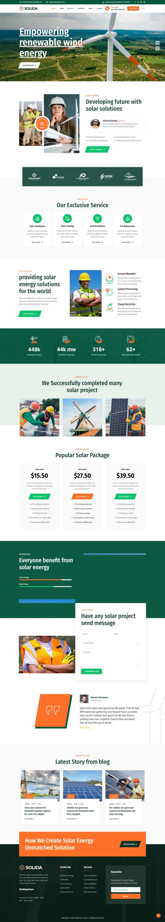 Mẫu website năng lượng mặt trời - solida home 2