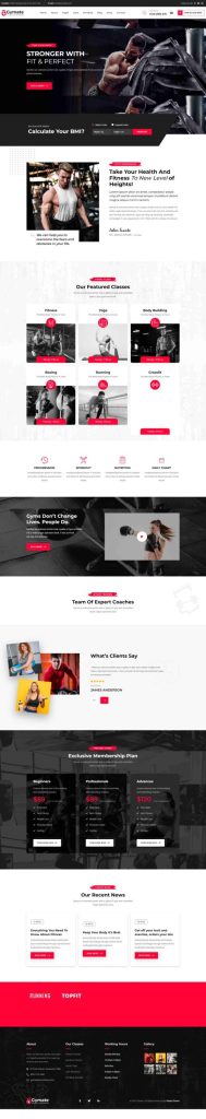Mẫu website phòng gym – gymate home 4