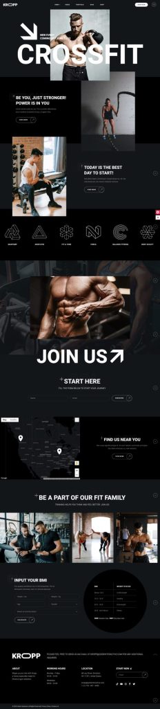 Mẫu website phòng gym – kropp home 1