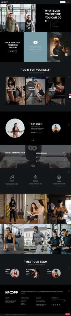 Mẫu website phòng gym – kropp home 2