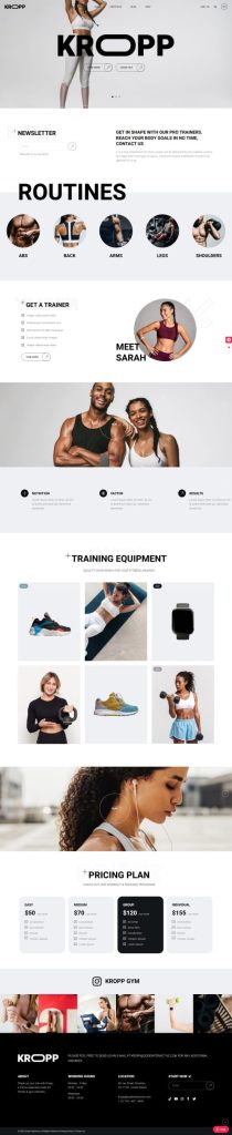 Mẫu website phòng gym – kropp home 4