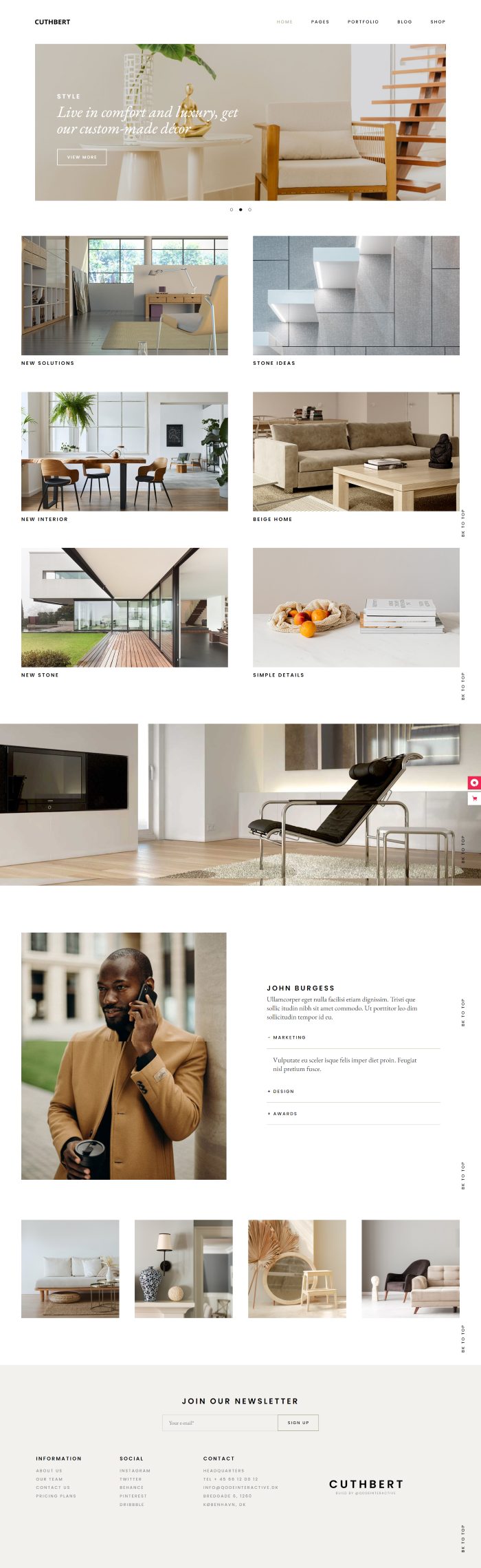 Mẫu website thiết kế - cuthbert home 4