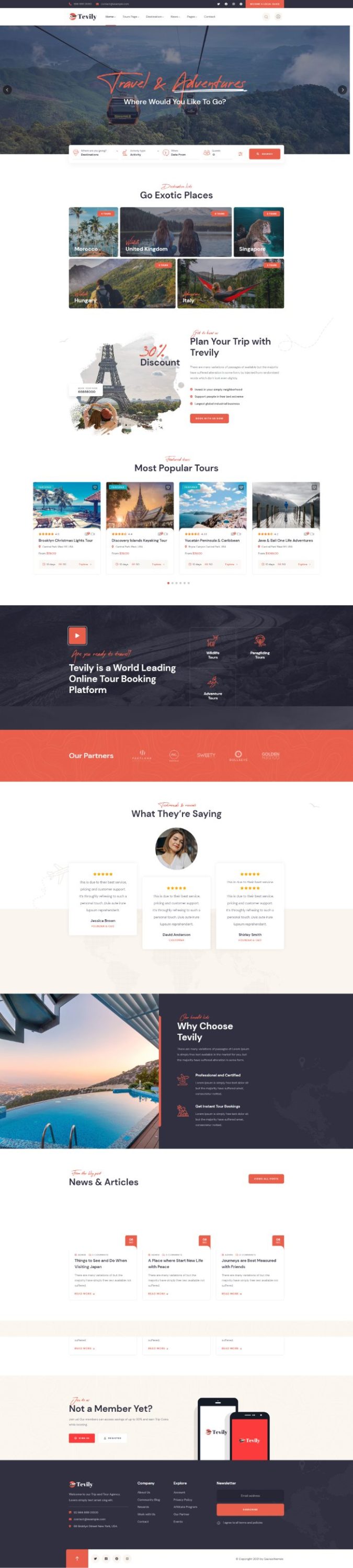 Template website du lịch - Tevily