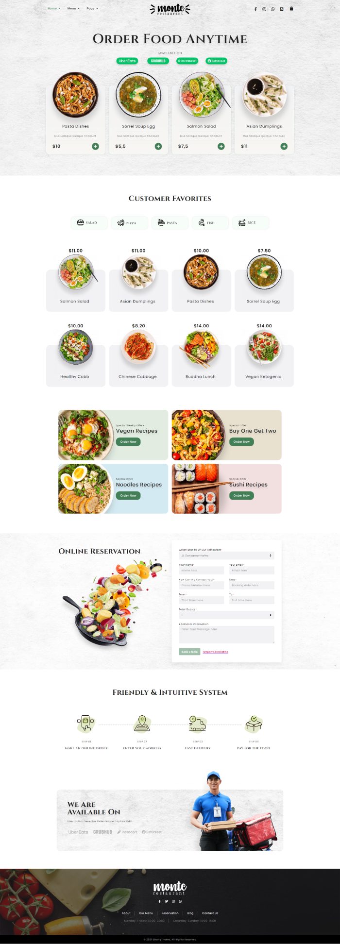 Mẫu website dịch vụ nhà hàng - Monte