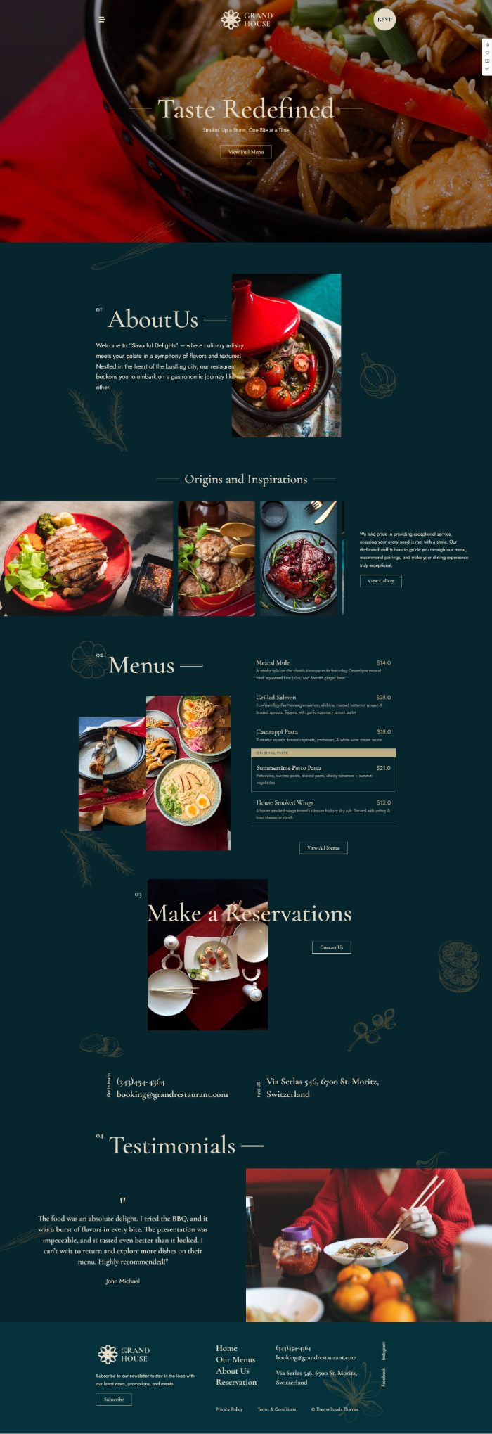 Mẫu website dịch vụ nhà hàng - Grand Restaurant Asian