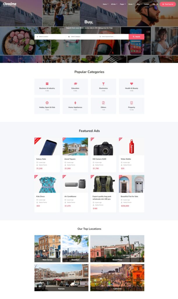 MẪU WEBSITE BÁN HÀNG – RAO VẶT – Classima – Home 1
