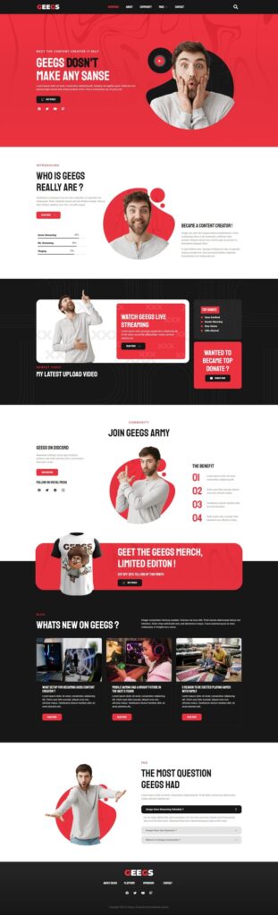 Mẫu website content creator GEEGS