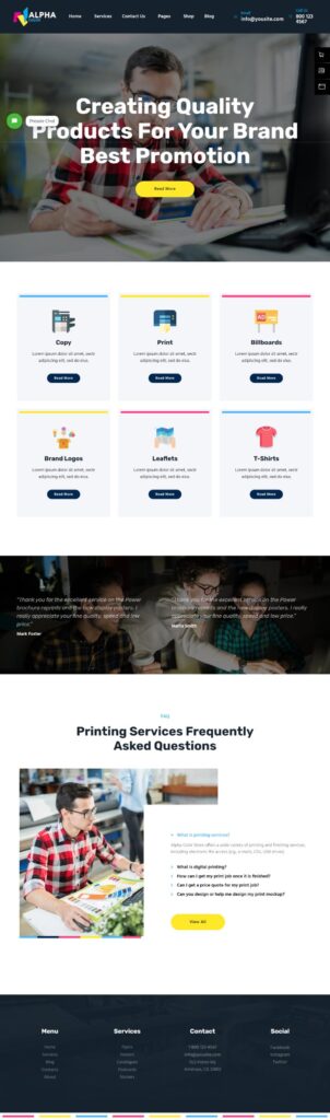 Mẫu website thiết kế in ấn – Alpha