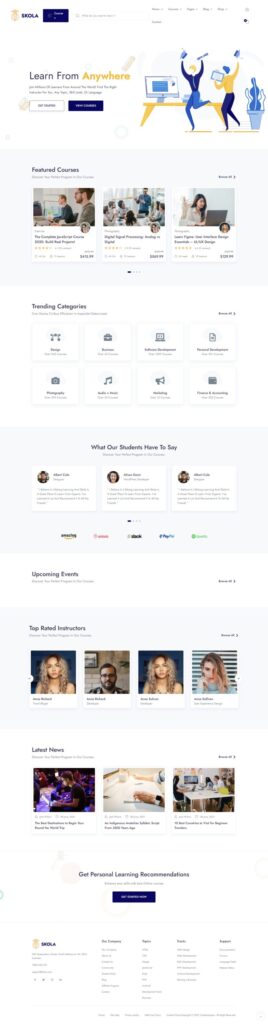 Mẫu website khoá học online – Skola