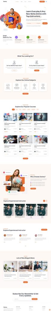 Mẫu website khoá học online – Zoomy