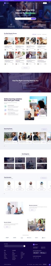 Mẫu website khoá học online – Educrat