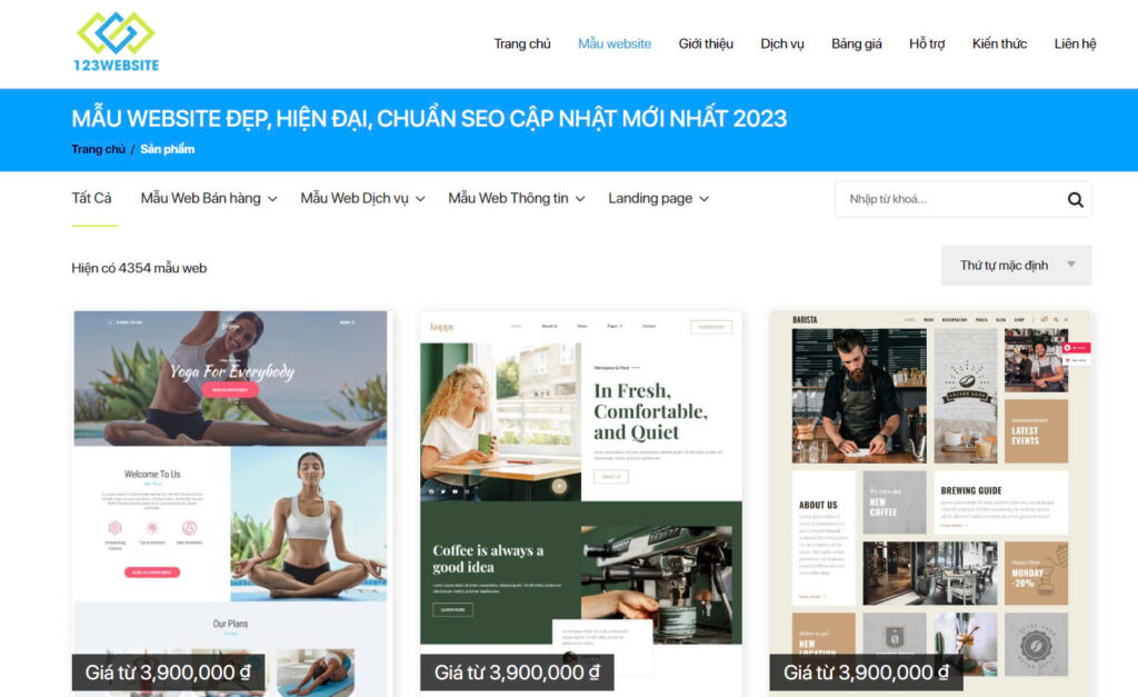 Trang sản phẩm của website doanh nghiệp