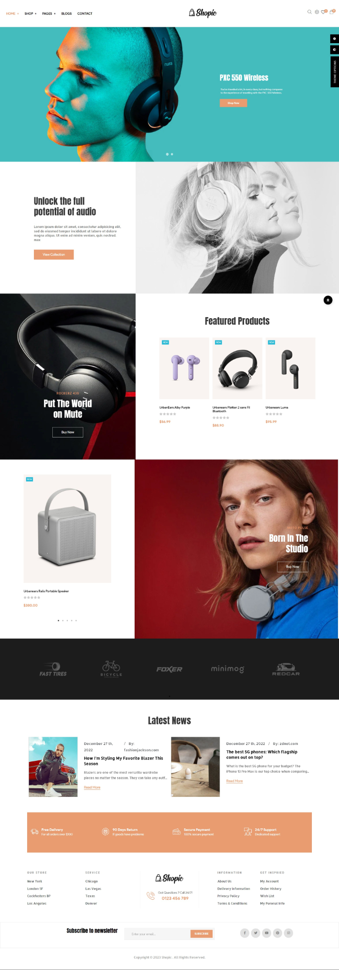 Mẫu website phụ kiện thời trang - Headphone