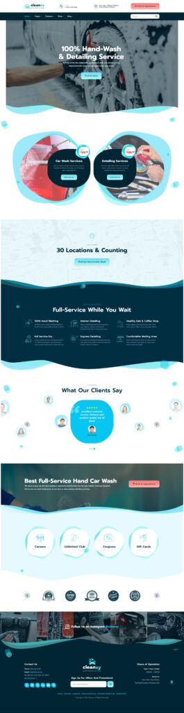 Mẫu website dịch vụ rửa xe – Cleansy