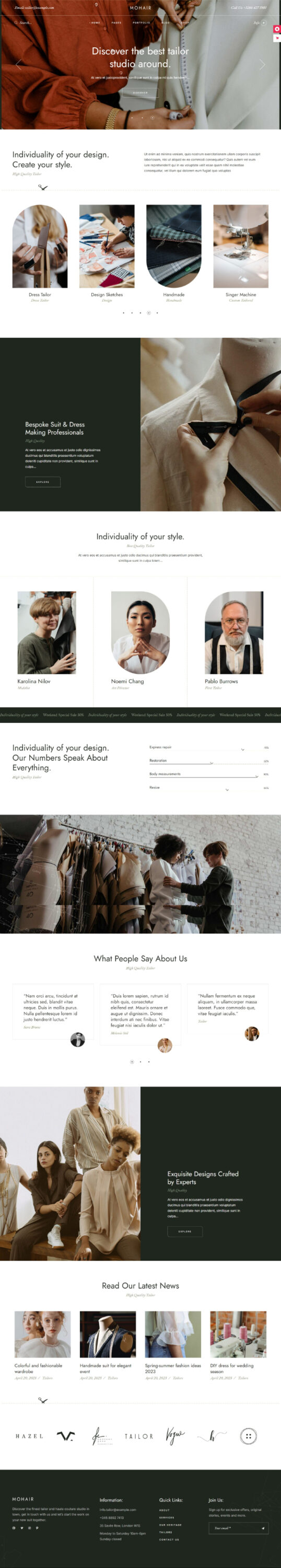 Mẫu website dịch vụ thời trang - Tailoring Mohair