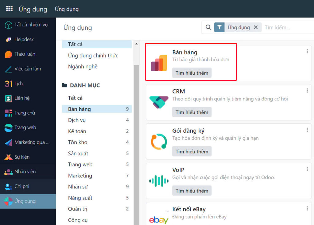 Tích hợp module bán hàng với Odoo CRM 