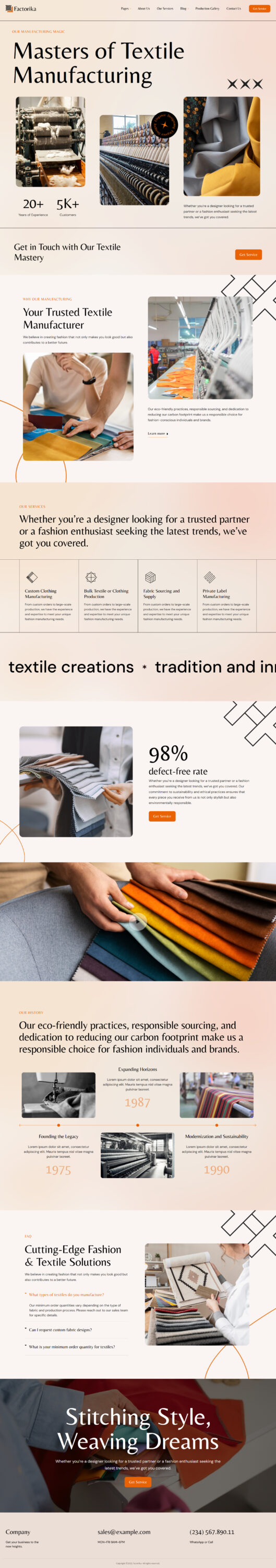 Mẫu website dệt may - Factorika