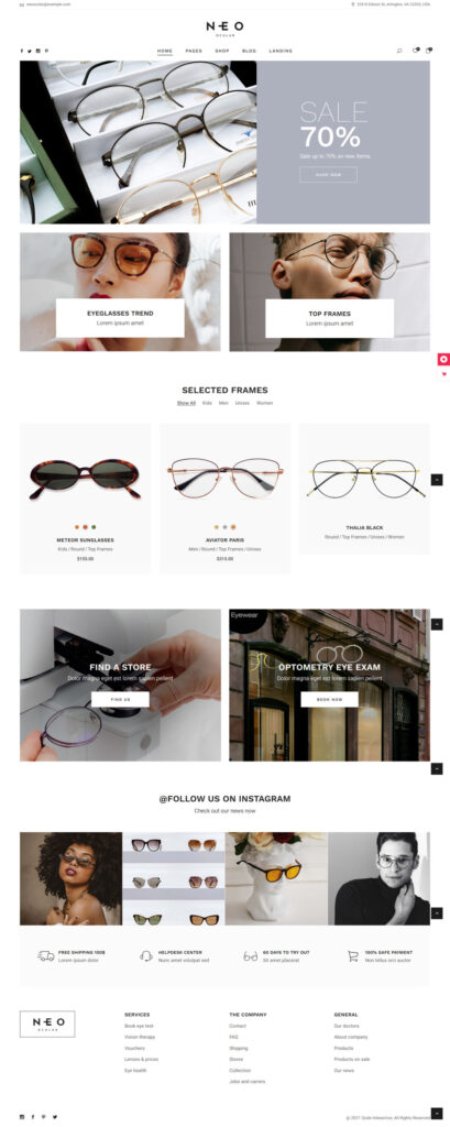 Mẫu website mắt kính - Neo