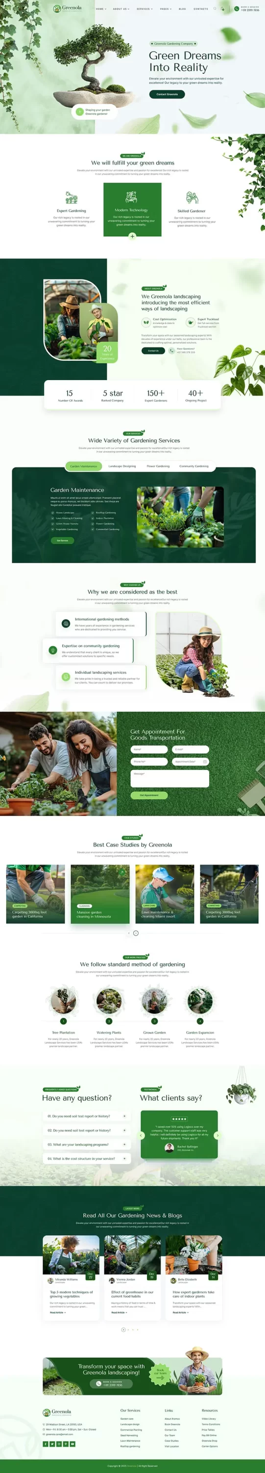 Mẫu website trồng cây xanh - Greenola