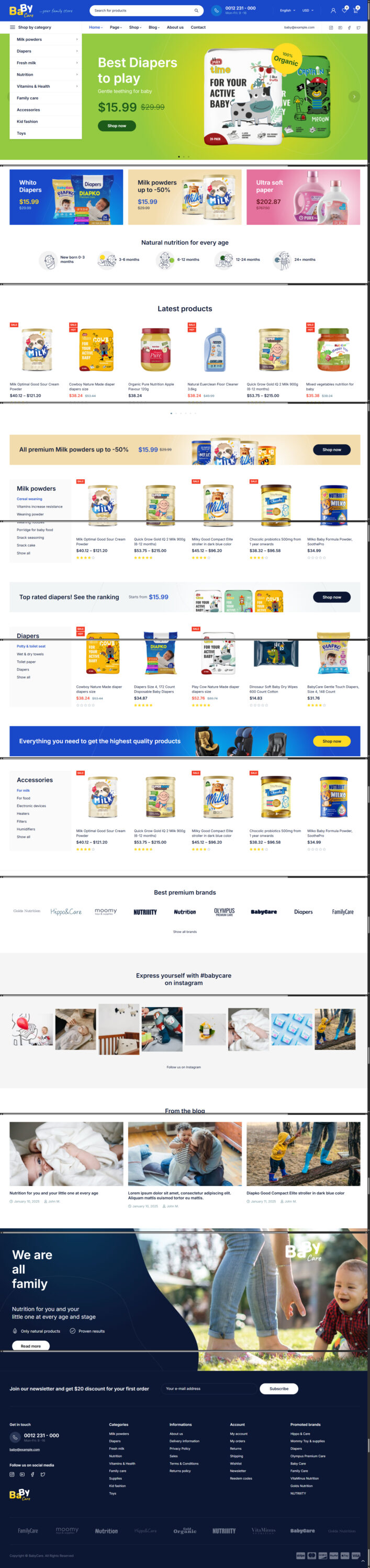 Mẫu website mẹ và bé - Babycare 1